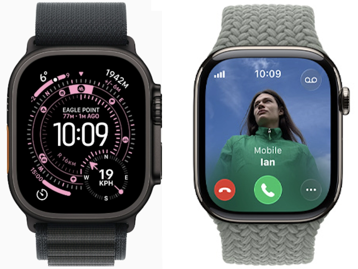 Vergelijking Apple Watch Ultra 3 en Apple Watch Series 11 naast elkaar