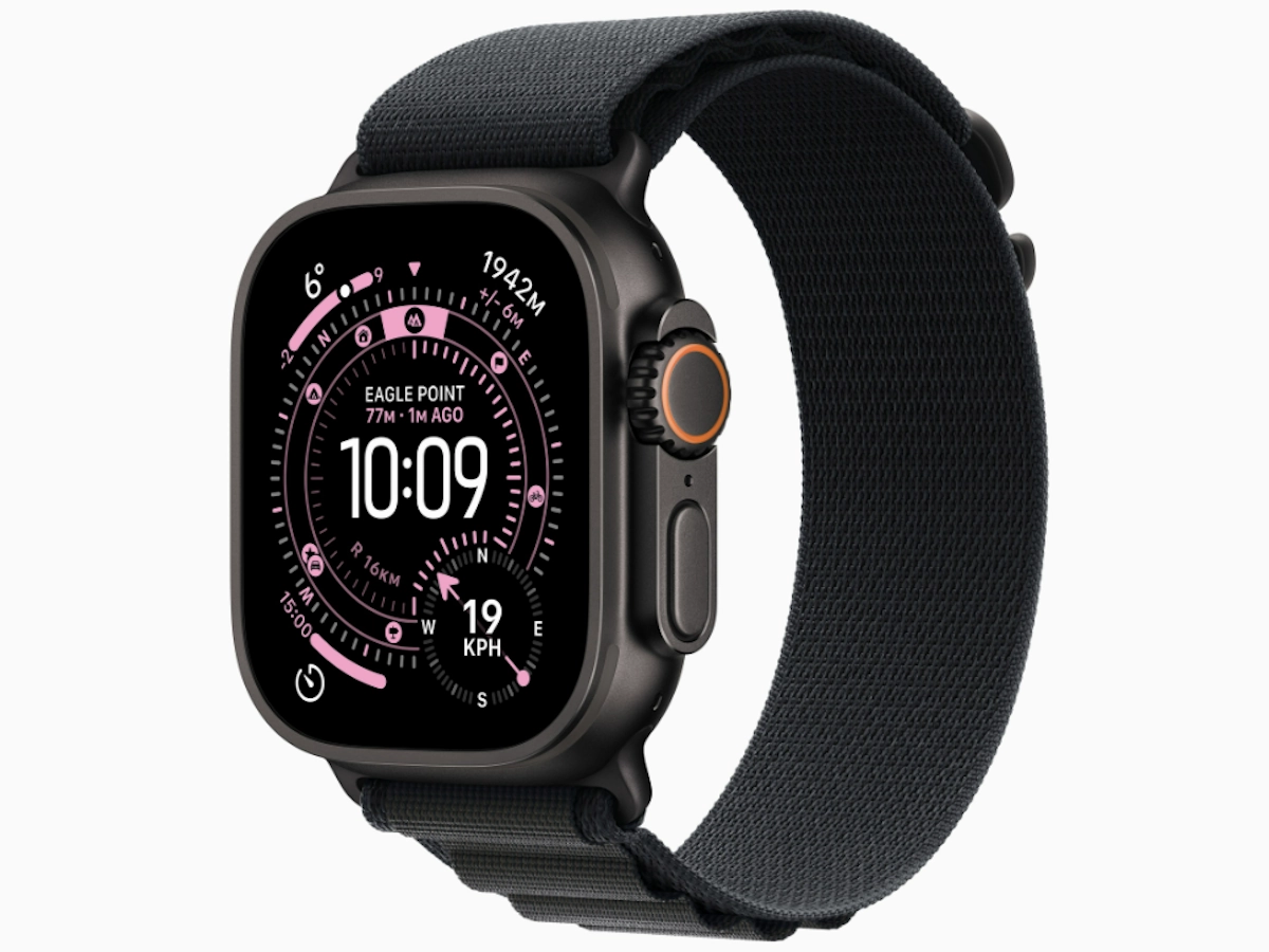 Zwarte Apple Watch Ultra 3 met knoppen aan de zijkant