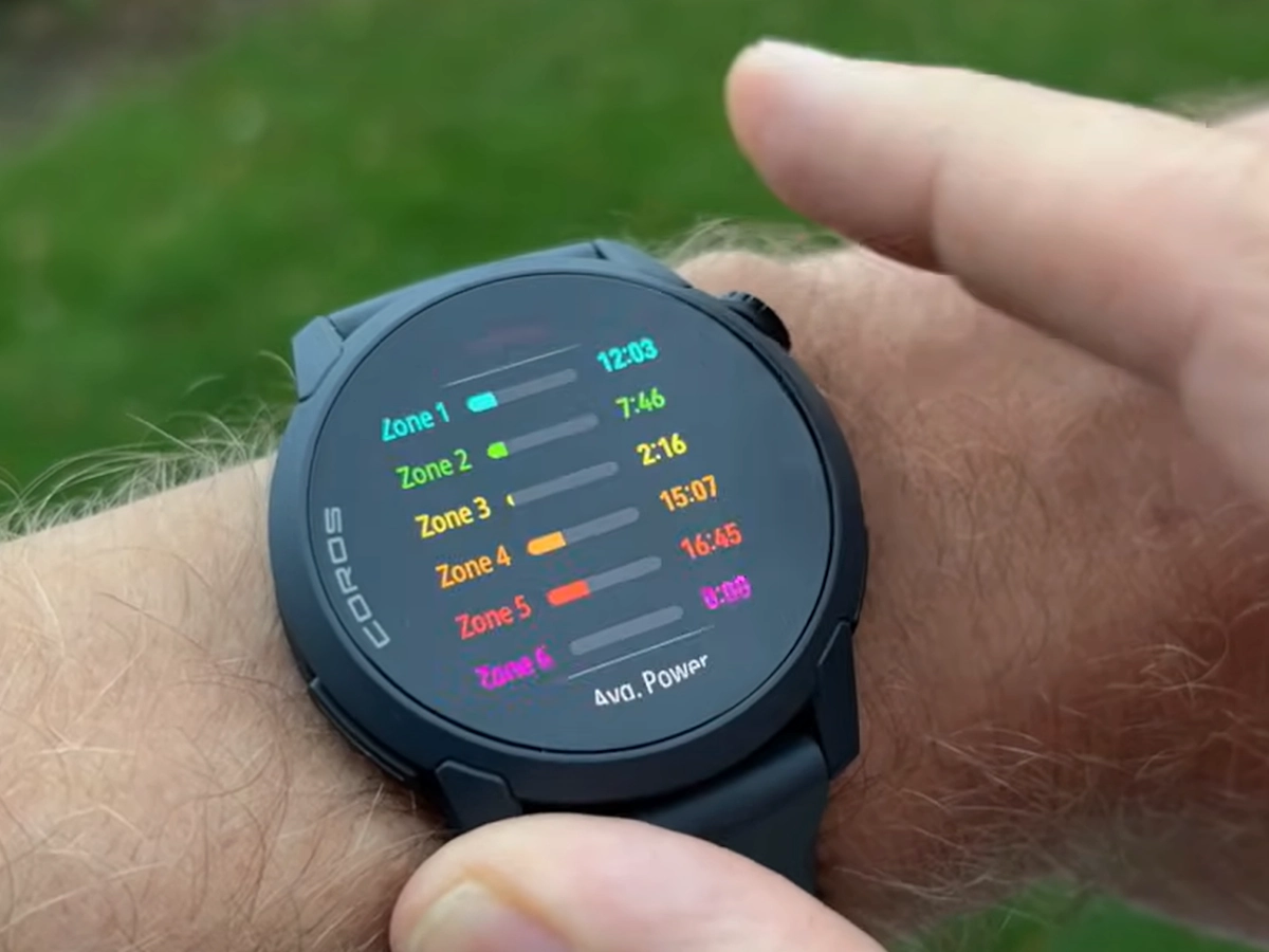 Coros Pace 4 hartslagzones na training weergegeven