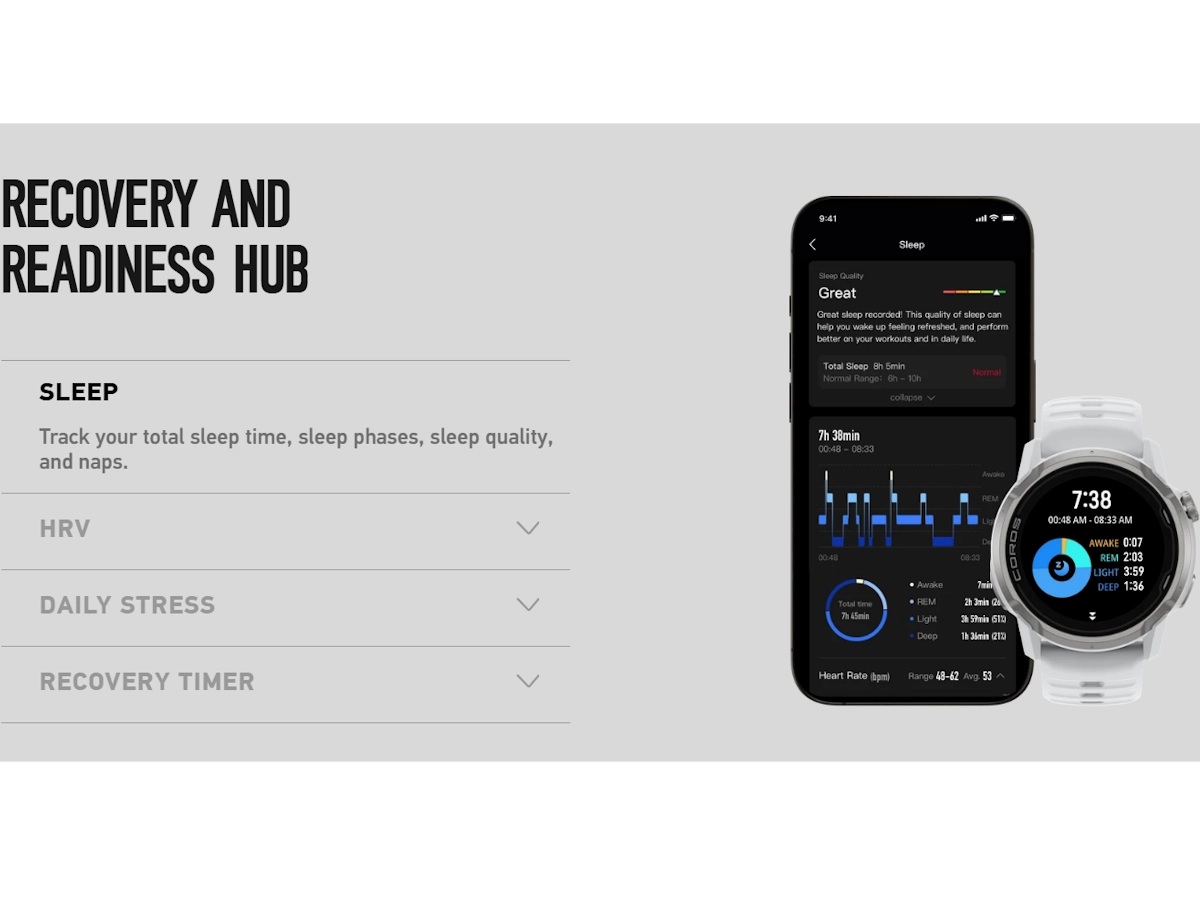 Coros Pace 4 slaapmeting in Coros app