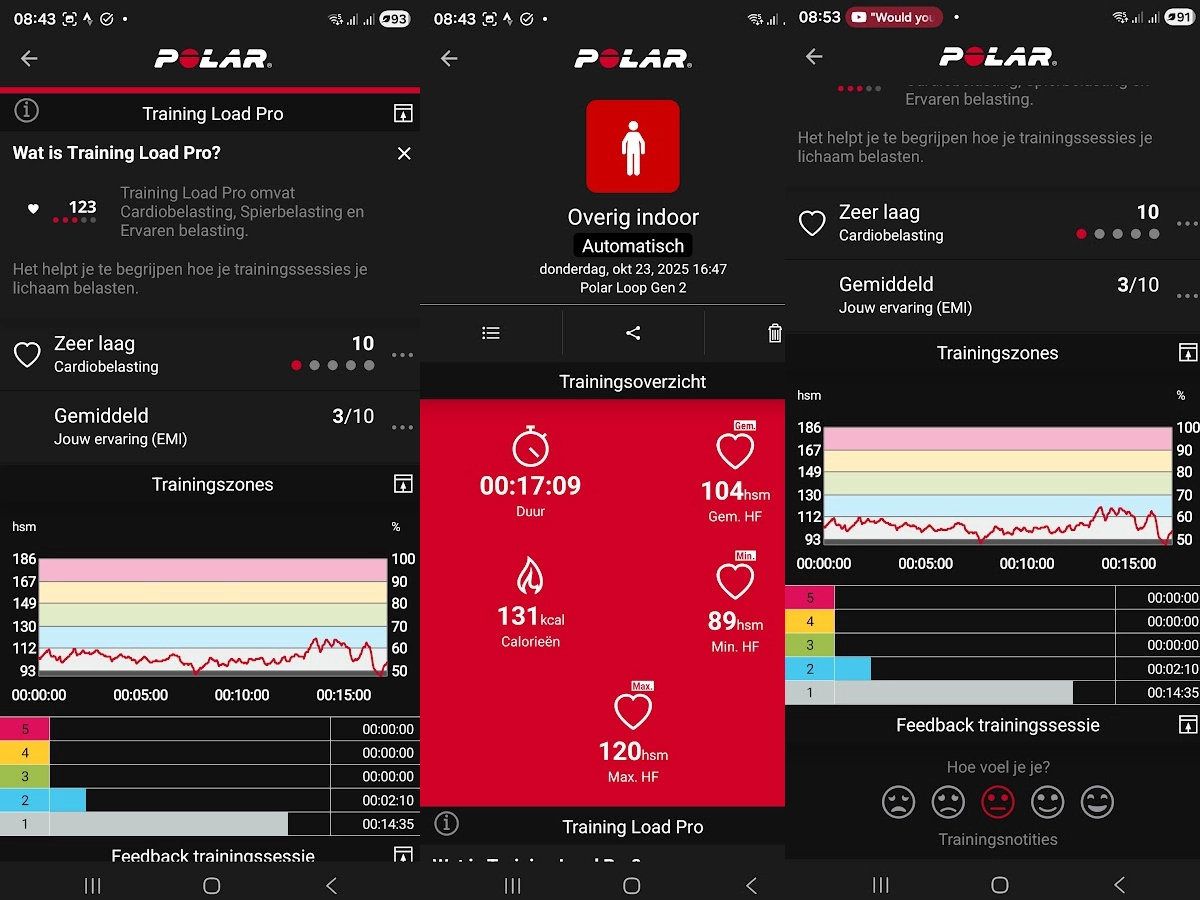 Polar Flow app met trainingsdata van de Polar Loop Gen2