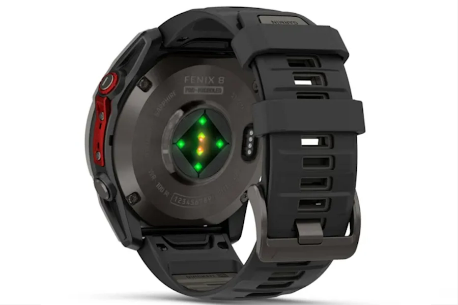 Garmin fēnix 8 Pro achterzijde met Elevate 5 hartslagsensor
