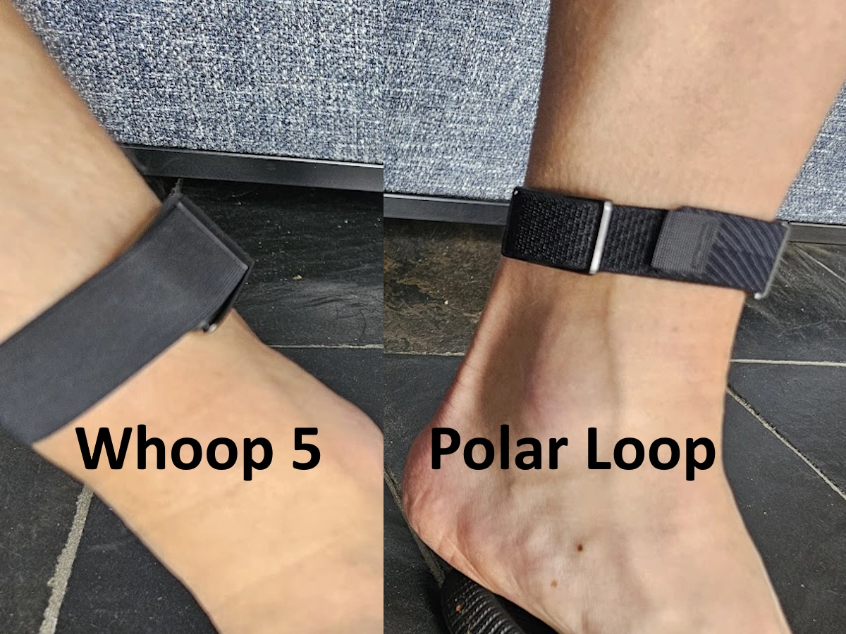 Polar Loop en Whoop 5 als schermloze activity trackers om de enkel