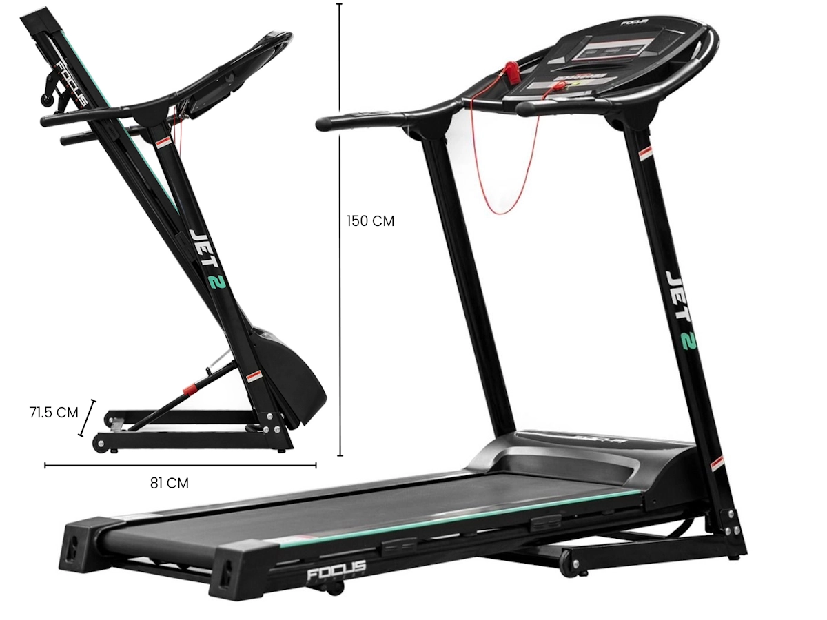 inklapbare compacte Focus Fitnessjet 2 loopband schuin van voren