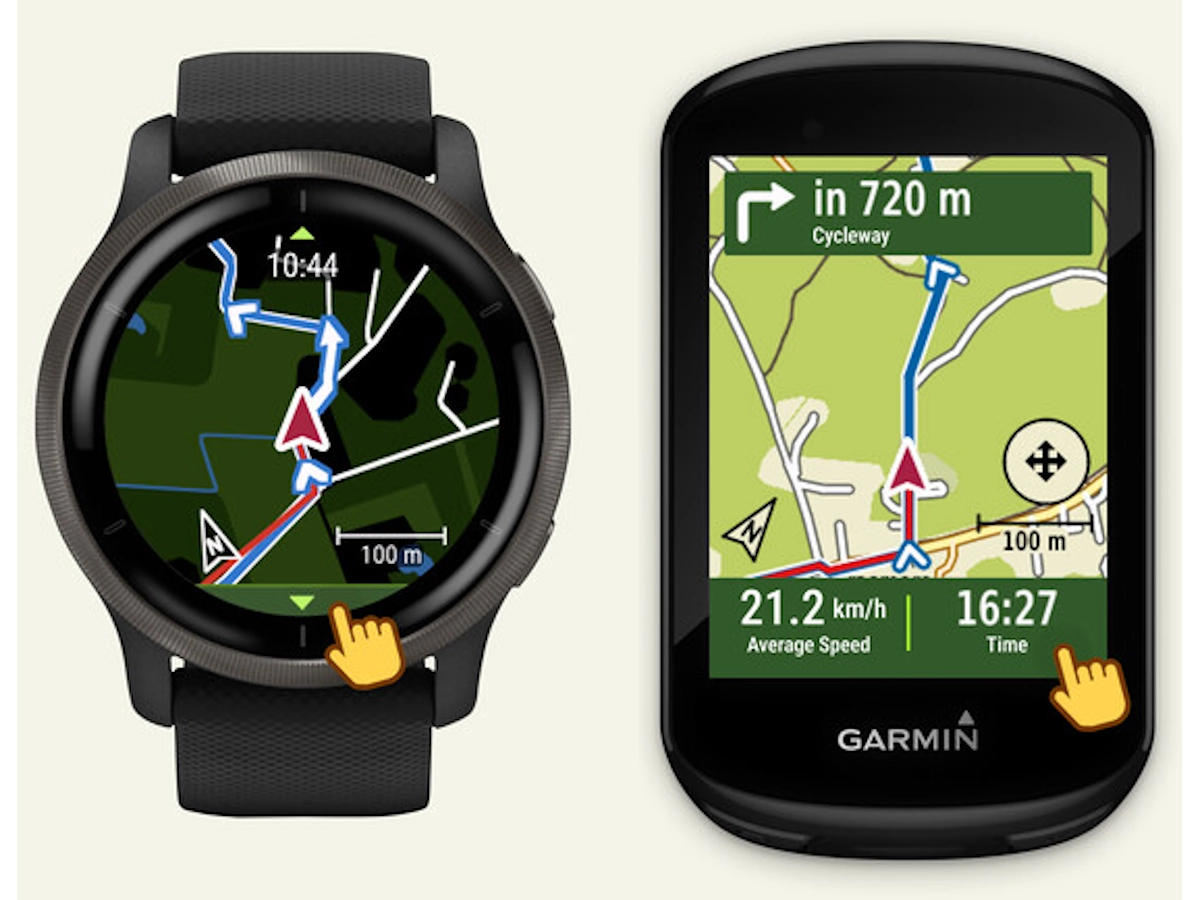 Komoot kaarten nu op de Garmin fietscomputers