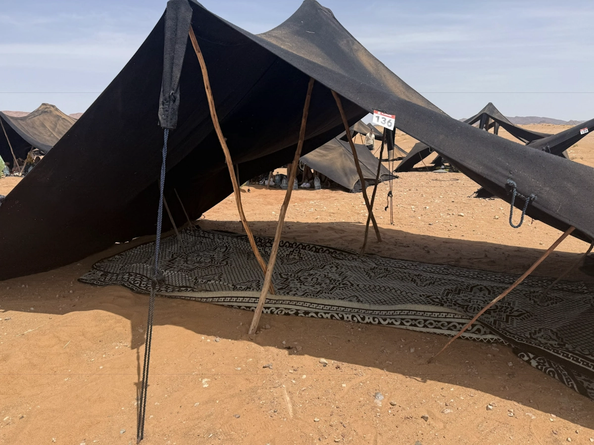 Lege tent 136 in het bivak van de Marathon des Sables