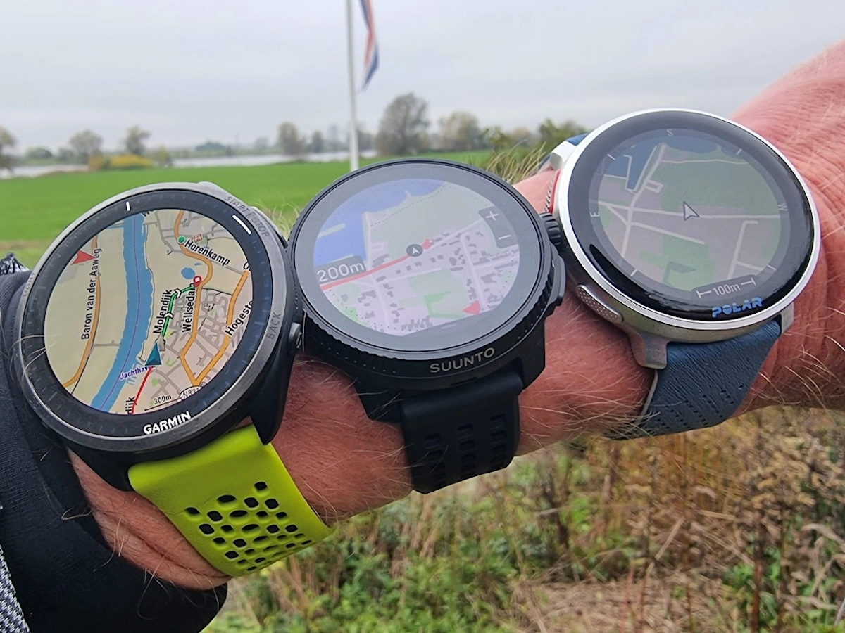 Garmin 965 tussen de Polar Vantage V3 en Suunto Vertical